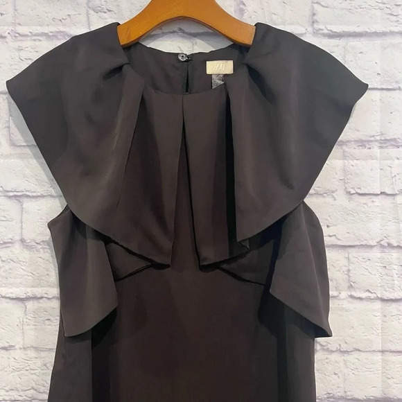 H&M Sheath Dress Womens Charcoal Gray Ruffle‎ Classy Dress - Picture 3 of 8